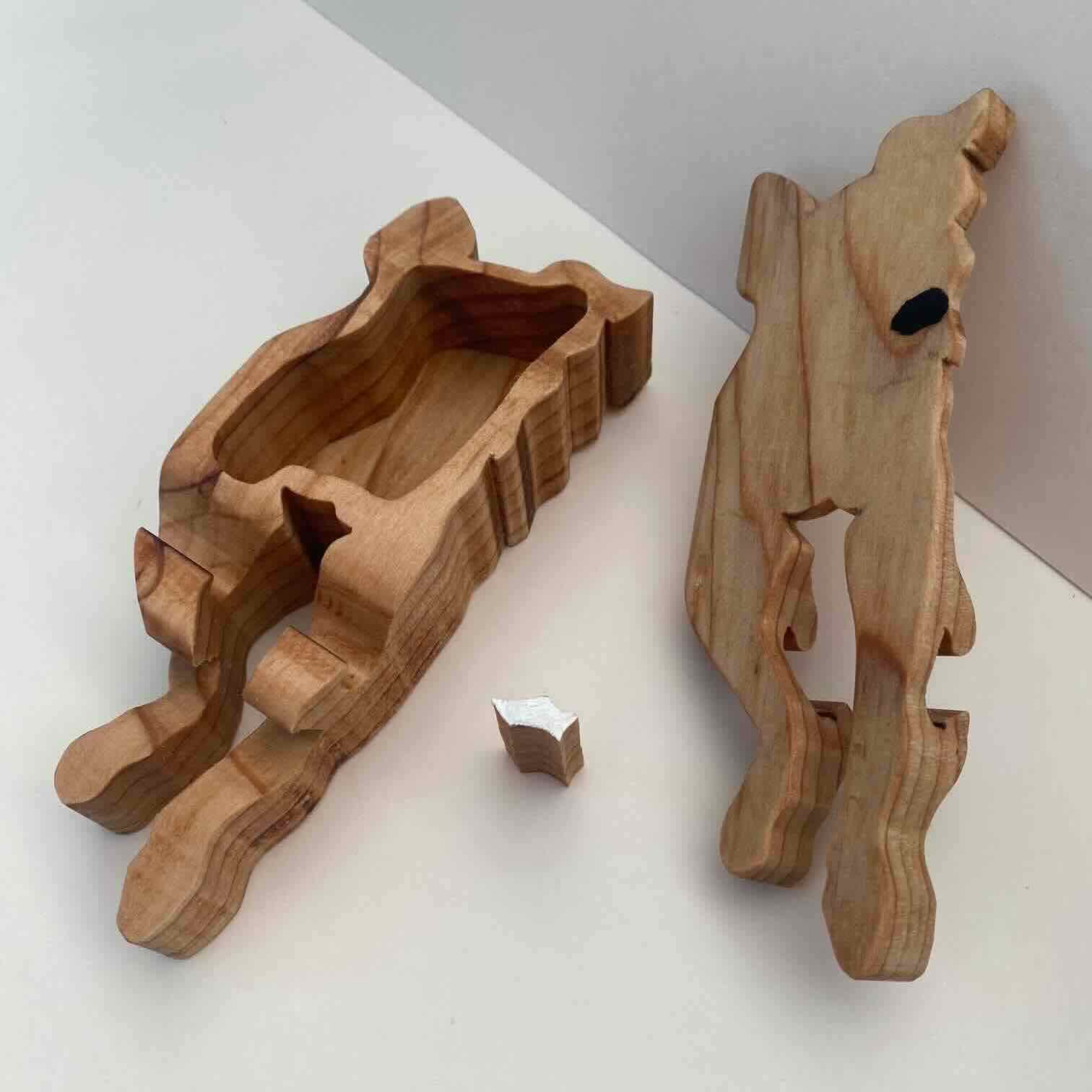 Puzzle Box- dog face and front legs- open