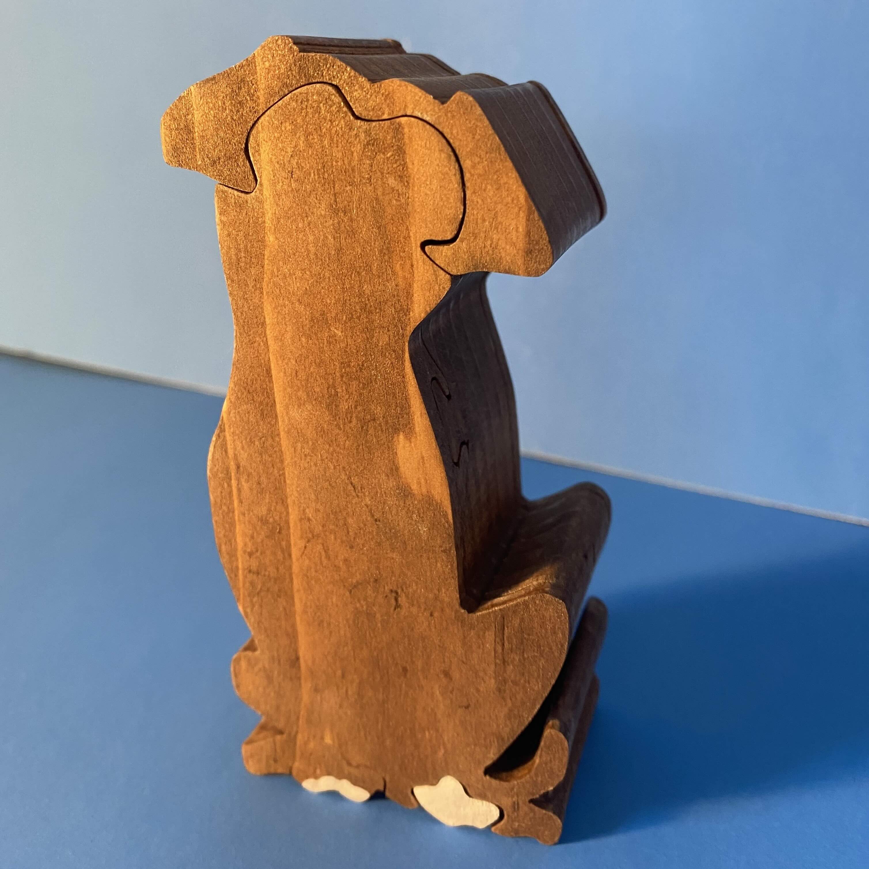 wooden box-dog shaped