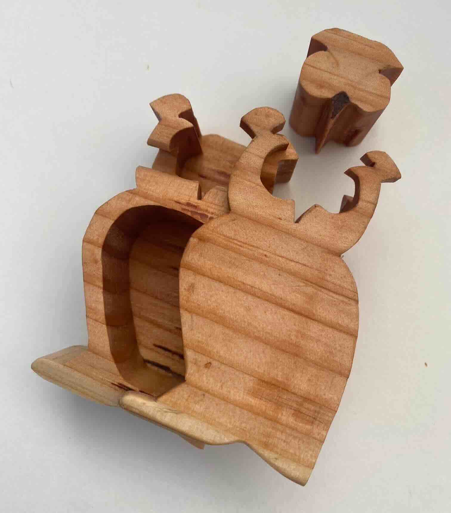 Puzzle box- owl shaped- half open