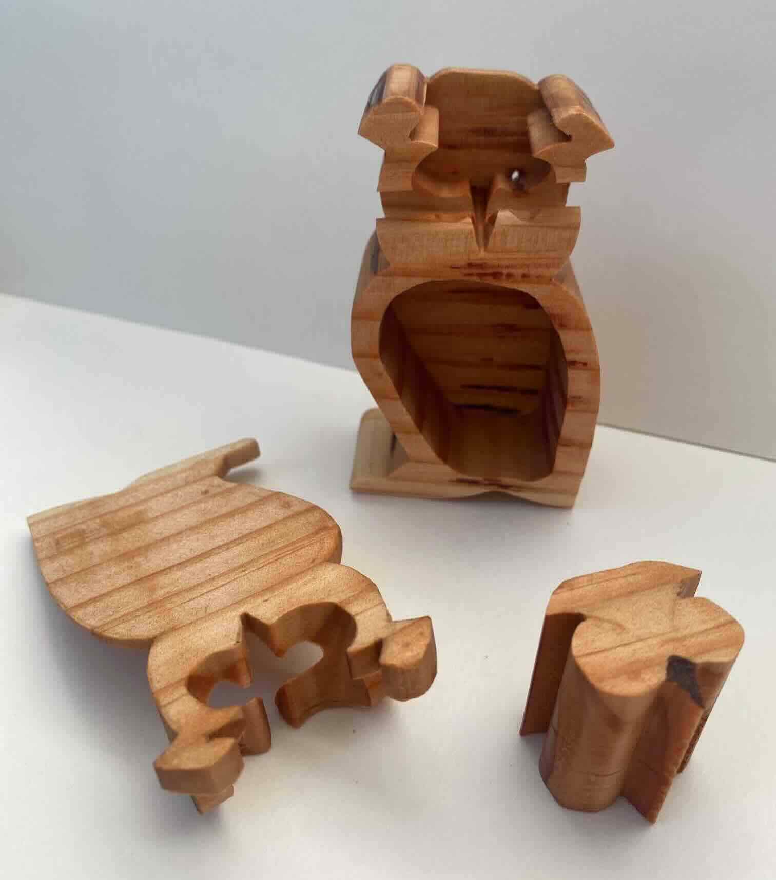 Puzzle Box- owl shaped- open